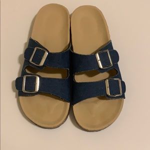 Bamboo buckle jean slide/ sandals